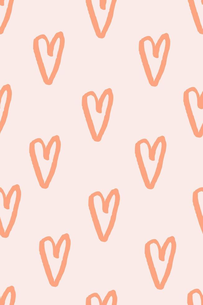 Hearts seamless pattern illustration. Hand drawn grunge love symbol repeated ornament. Design for textile, fabric, romantic wallpaper, background, cover. vector