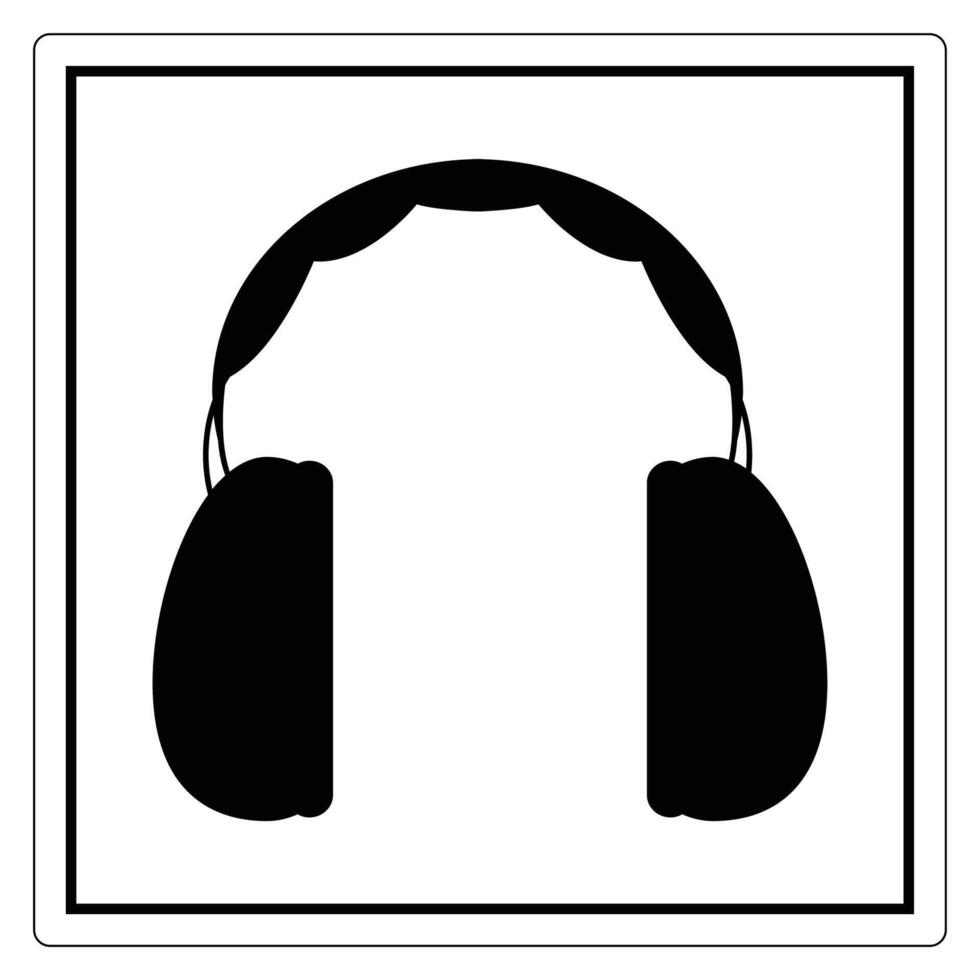 Black and White Illustration of a Classic Pair of Headphones with Earmuffs in Simple Design vector