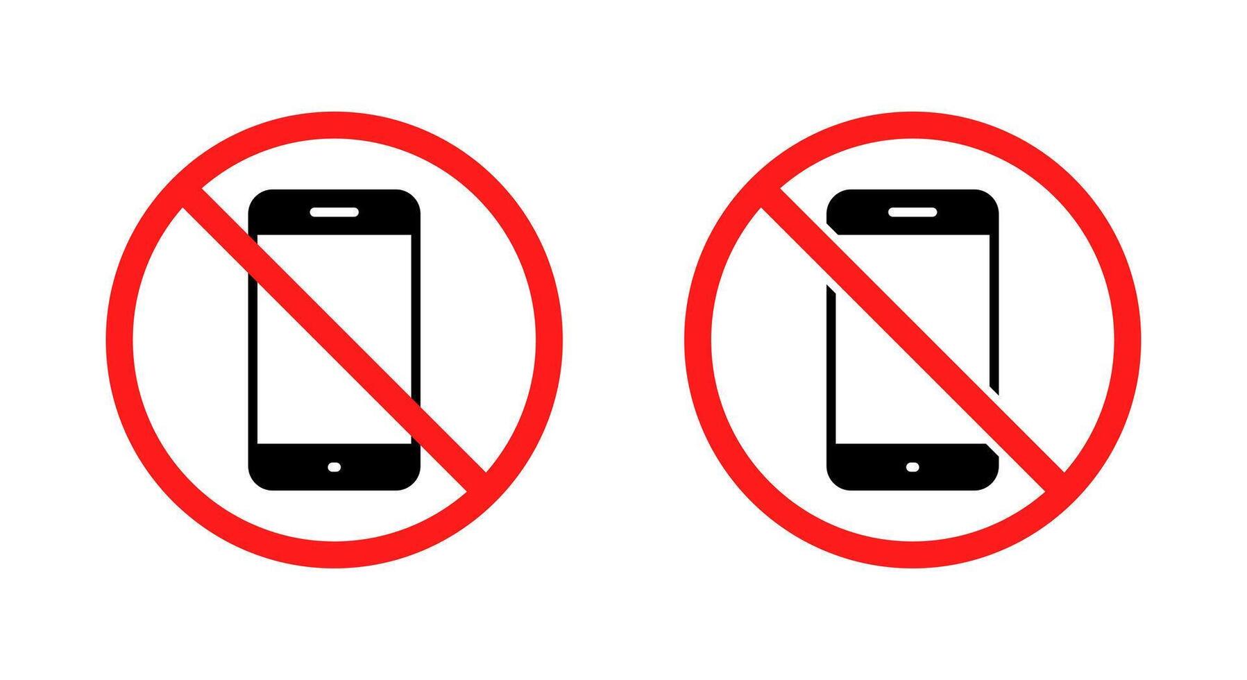 Phone with forbidden sign icon. No smartphone, cellphone prohibition area symbol vector