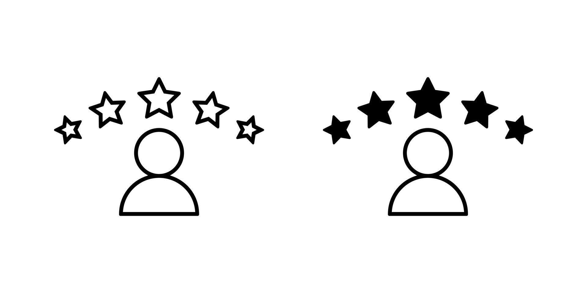 Person rating, review user icon. Avatar with five star sign symbol vector
