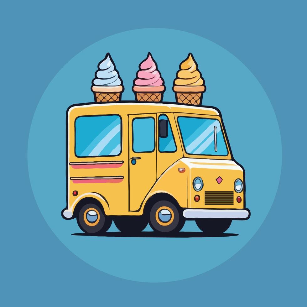ice cream truck illustration vector