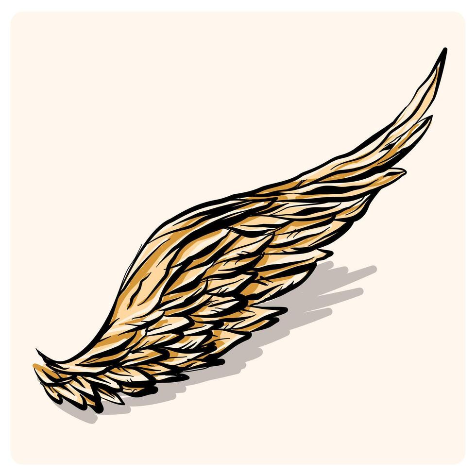 Angel wings illustration with doodle style drawing vector