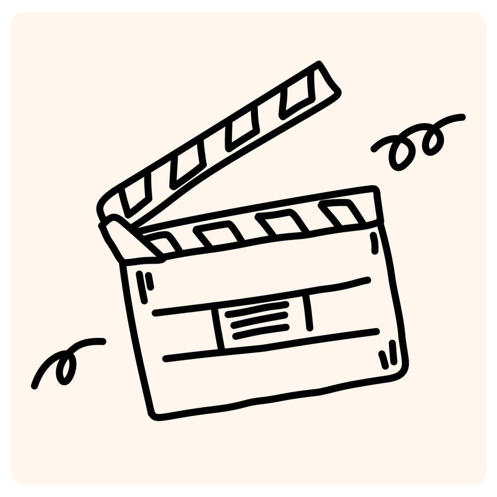 Doodle cinema clapper board with background cream vector