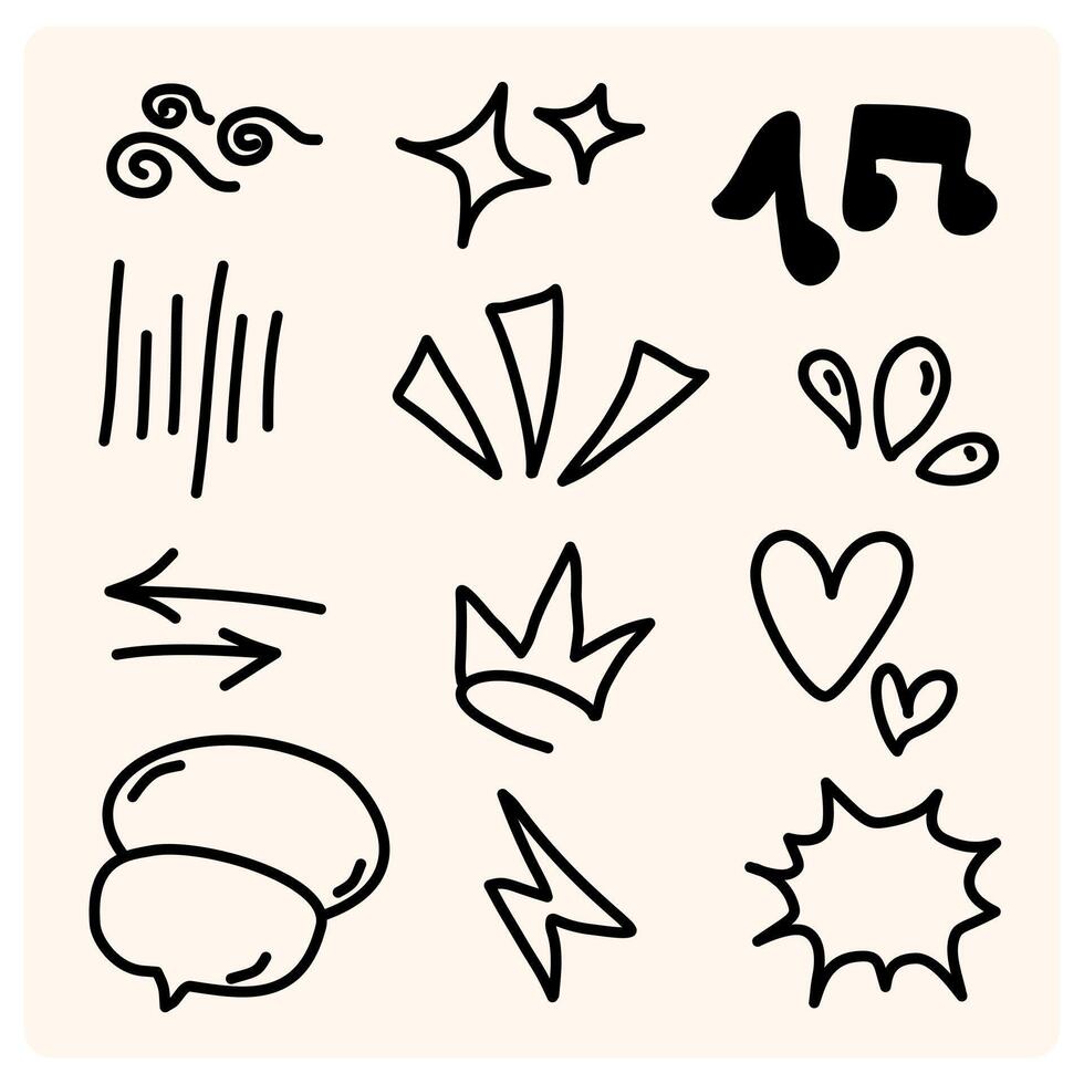 Set of grunge emo doodle elements vector