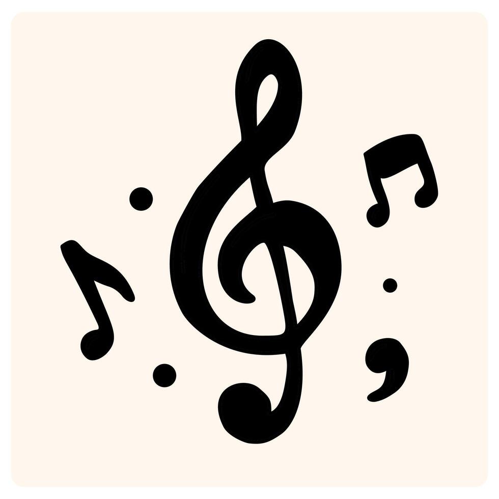 Music notes on a cream background. Hand drawn music note vector