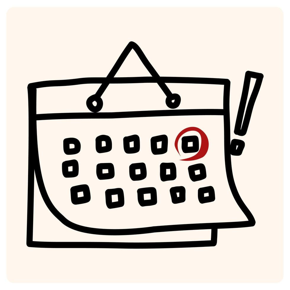 Calendar schedule hand drawn sketch style icon with illustration style doodle and line art vector