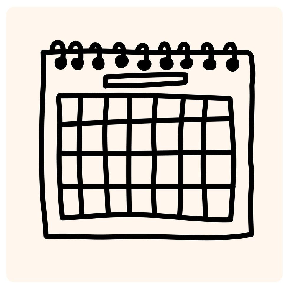 Calendar doodle schedule hand drawn sketch vector