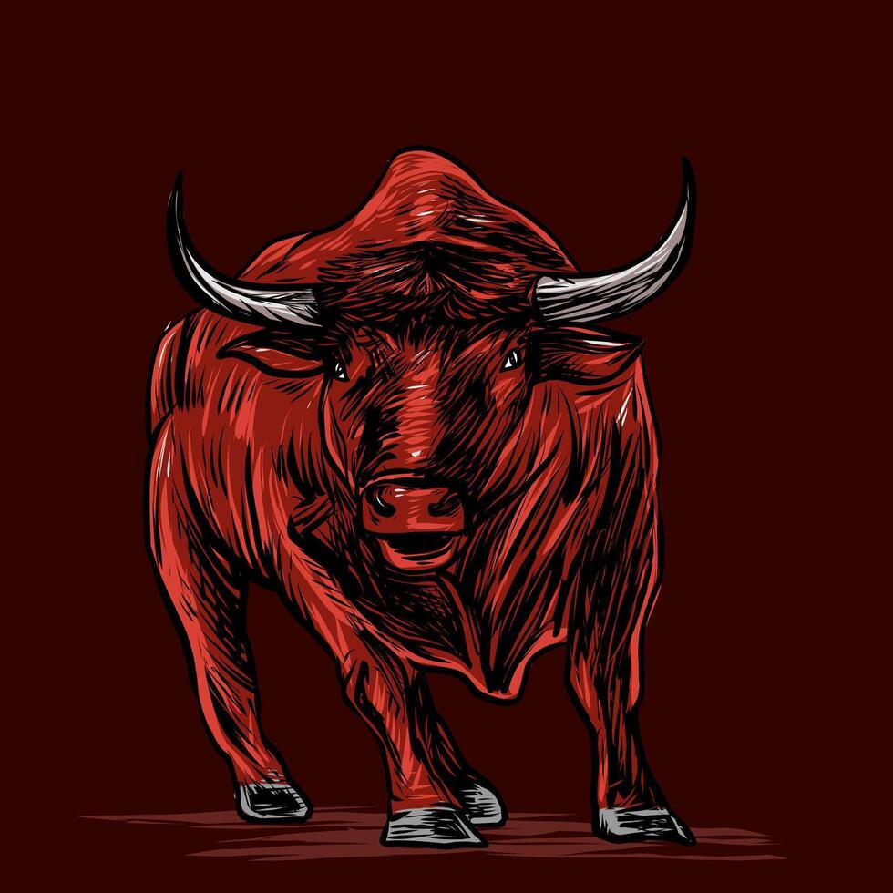 abstract hand drawn bull illustration vector