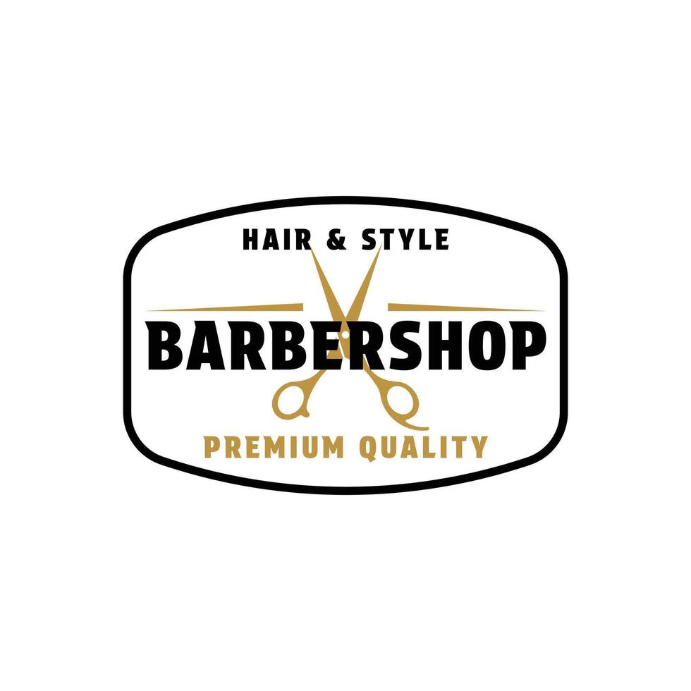 Barbershop Logo Design Vintage Badge Style vector