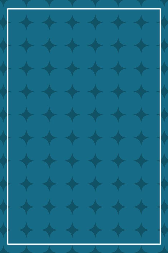 Abstract turquoise portrait background with a repeating star motif and a simple white frame. vector