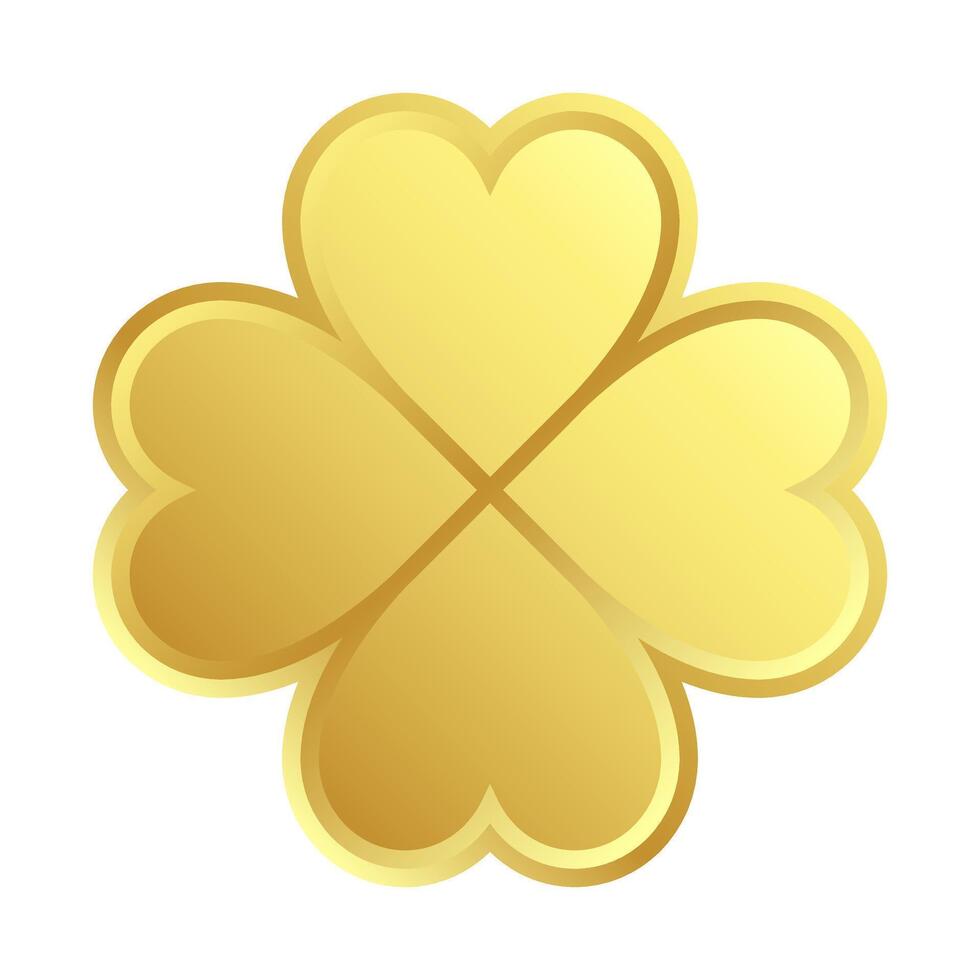 golden Four Leaf Clover symbol design illustration isolated on white background vector