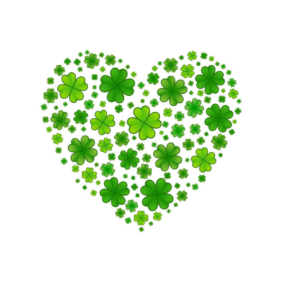 clover leaves shape heart love design isolated on white background vector