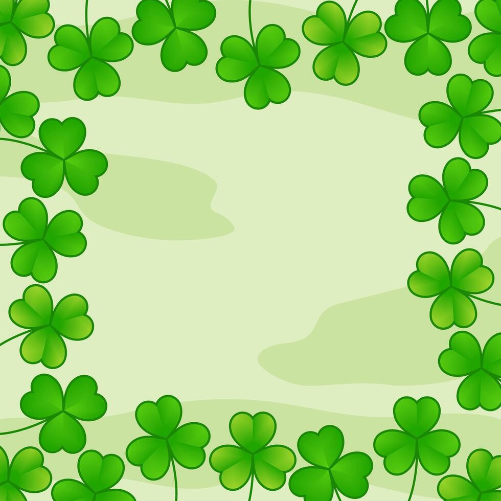 green shamrock frame square design template background vector