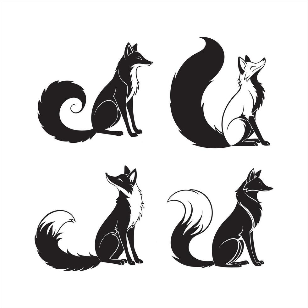 Graceful Fox Silhouettes vector