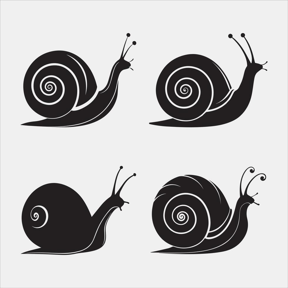 Snail on a Leaf Silhouette vector