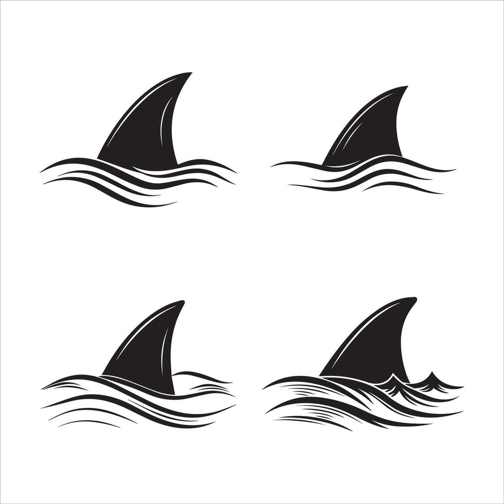Shark Fin Above Water Silhouette vector