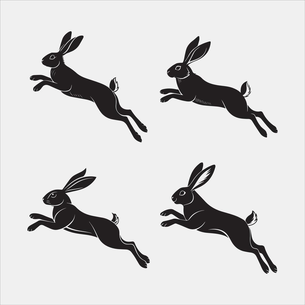 Minimalist Hopping Rabbit Design vector