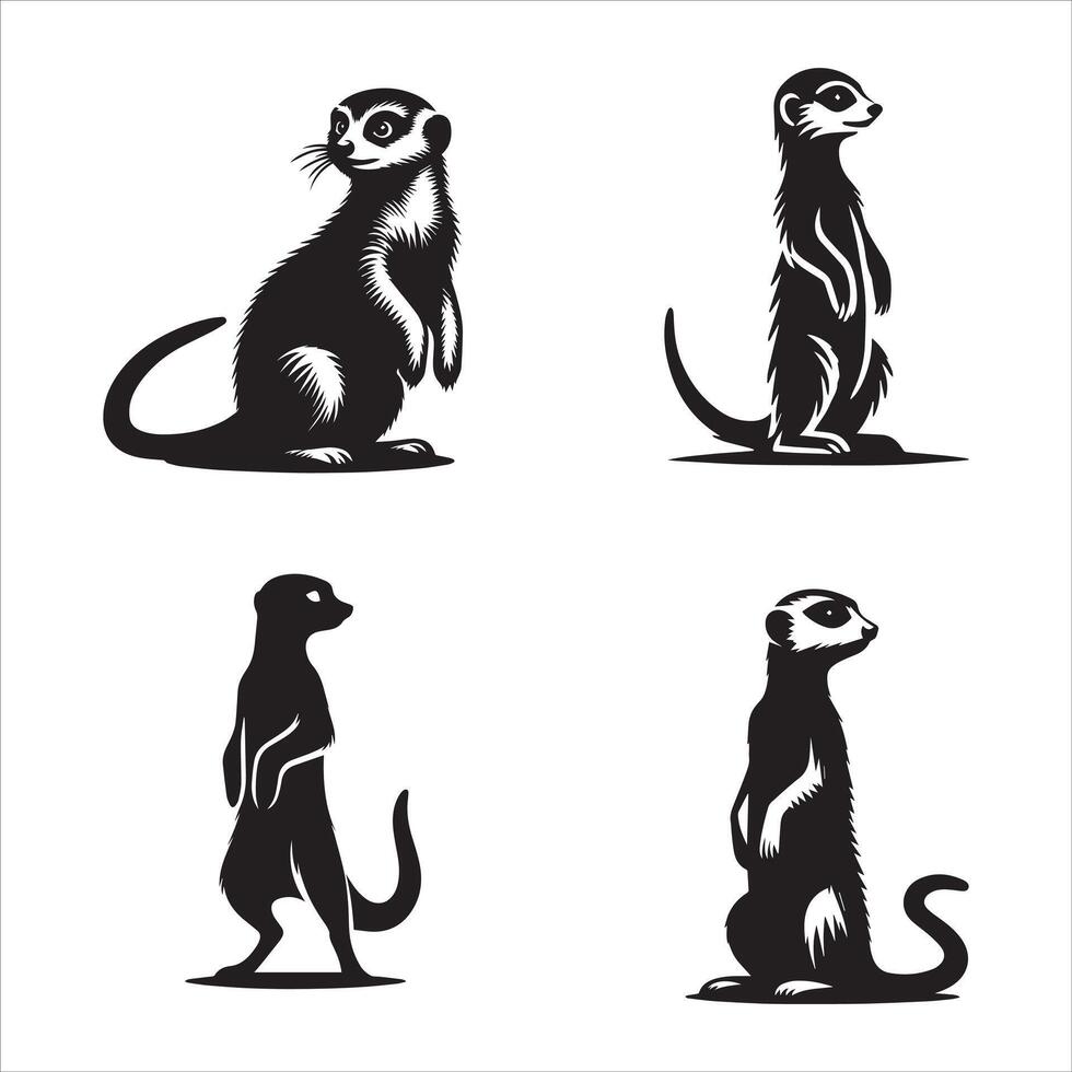 Elegant Meerkat Silhouette Art vector