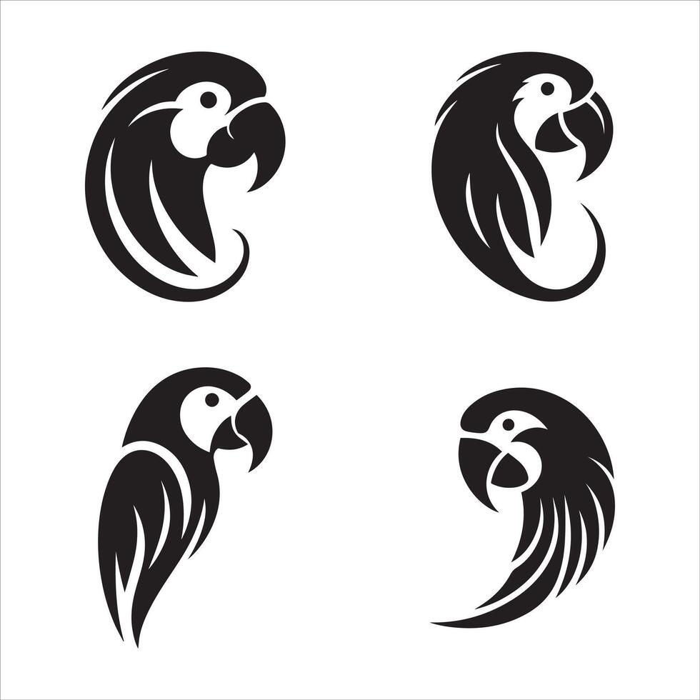 Minimalist Parrot Head Illustrations vector