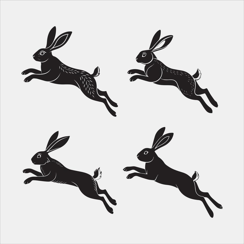 Simple Mid-Hop Rabbit Illustration vector