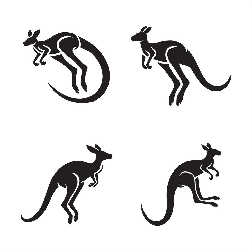 Simple Kangaroo in Mid-Leap Illustration vector
