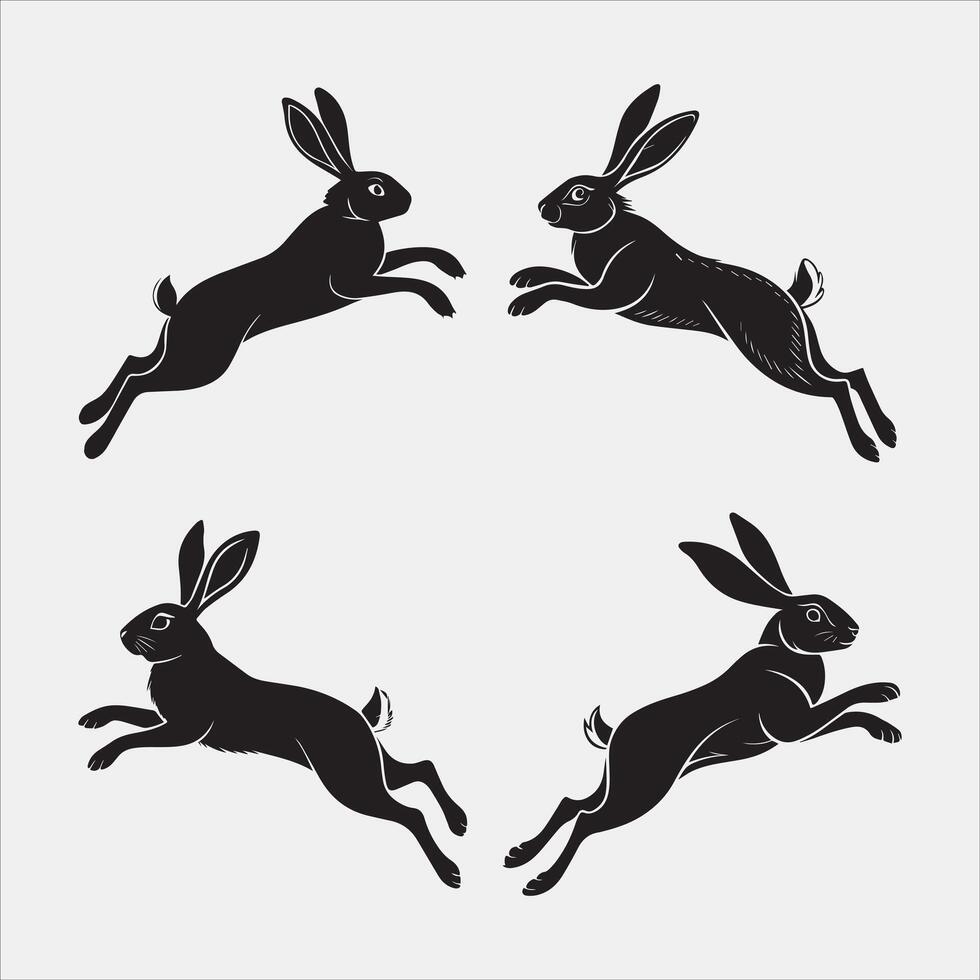 Rabbit in Mid-Hop Silhouette vector