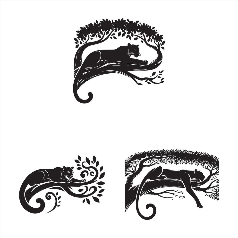 Bold Leopard on Branch Design vector