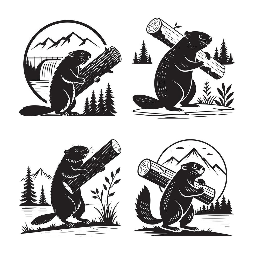 Bold Beaver and Dam Design vector