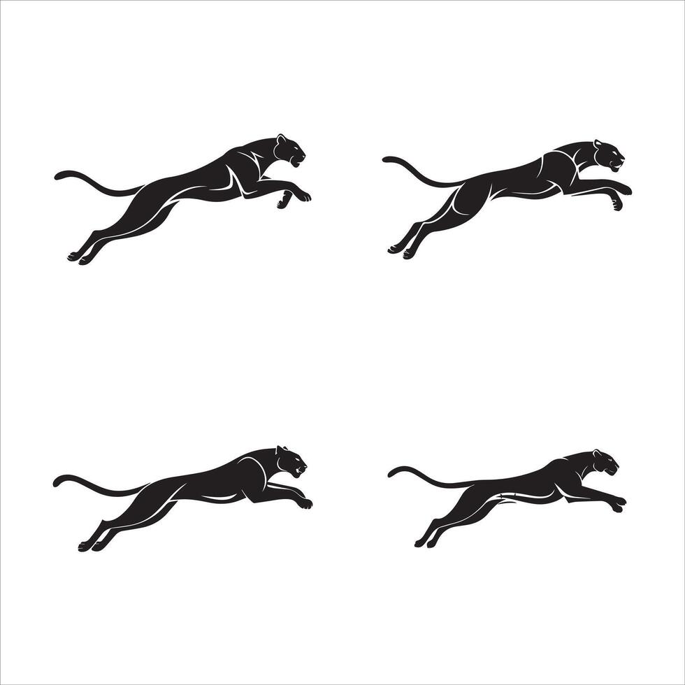 Cheetah Sprinting Silhouette vector