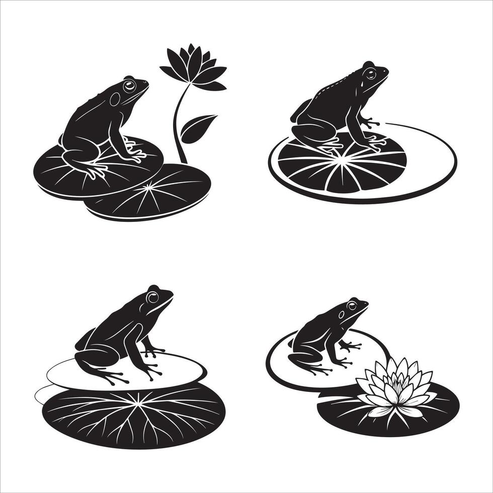 Bold Frog and Lily Design vector