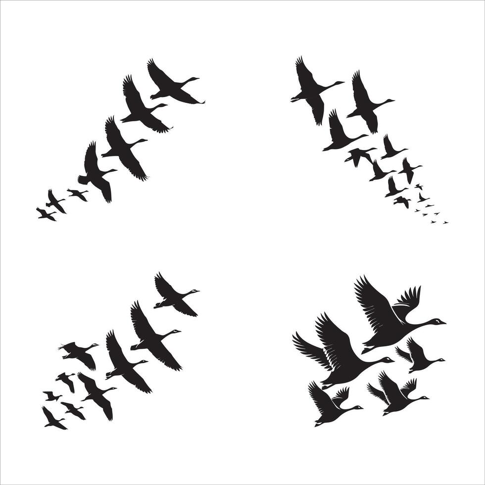 Bold Flying Goose Flock Design vector