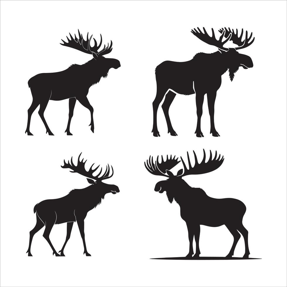 Moose with Large Antlers Silhouette vector