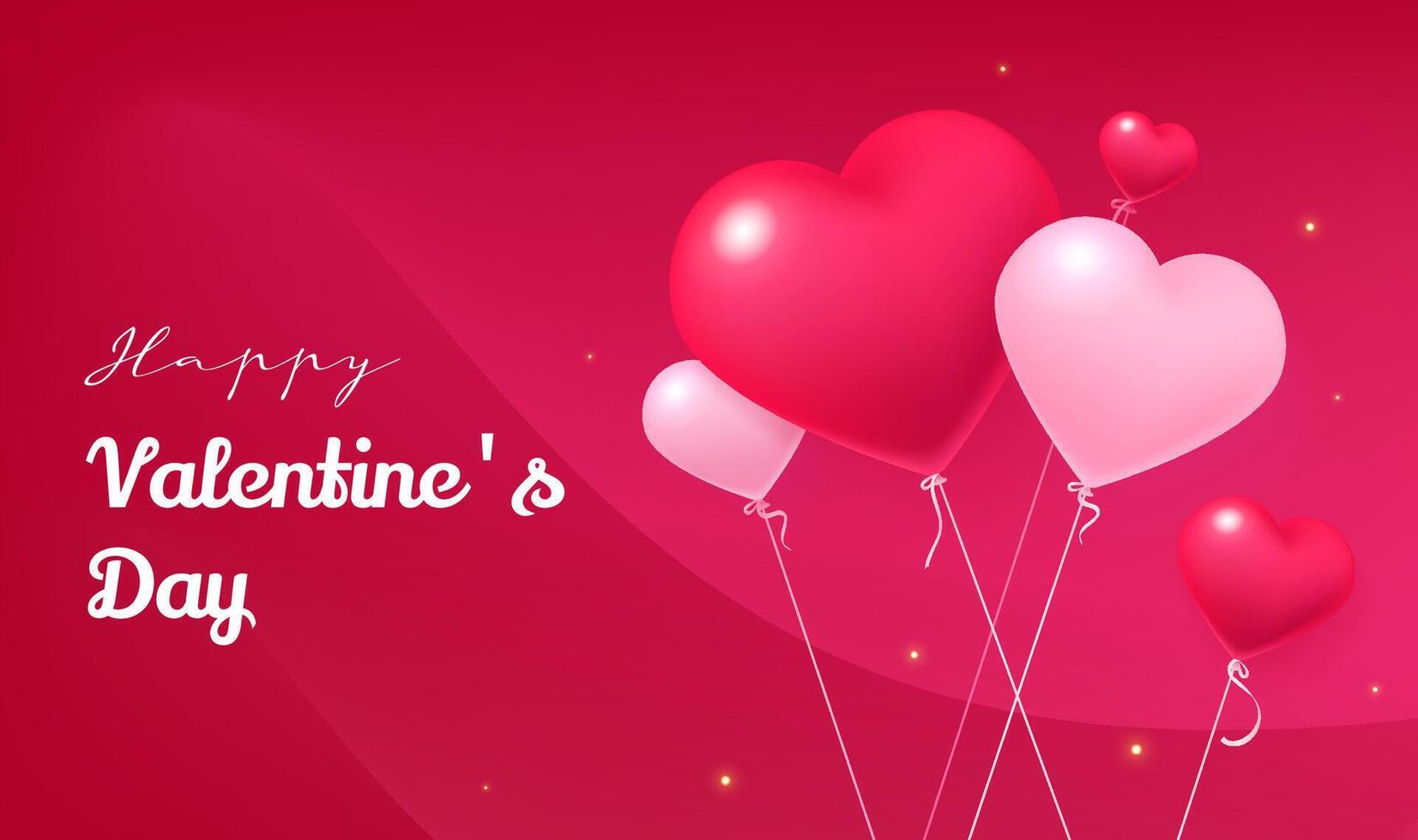 Valentine's Day banner design red pink heart balloons on a red background vector