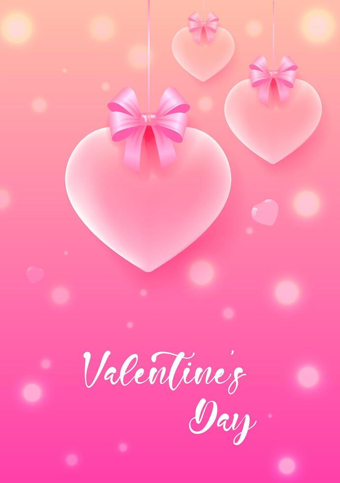 Valentine's Day poster design hanging in an empty translucent heart vector