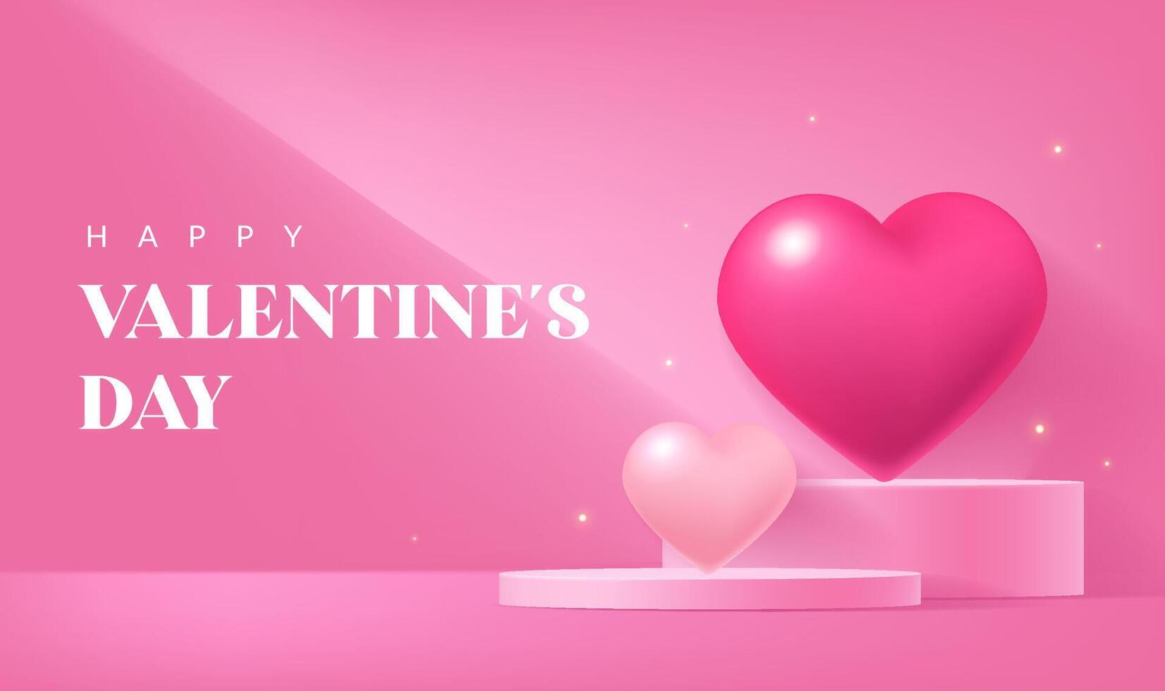 Valentine's Day banner design with red and pink hearts on display vector