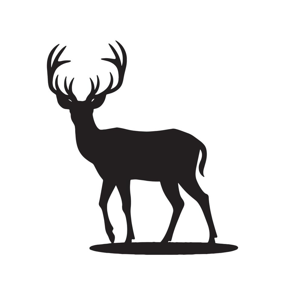 Silhouette of Deer on Plain White Background vector