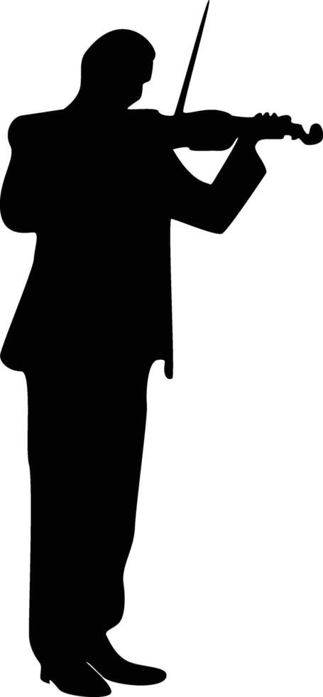 Silhouette of male playing violin vector
