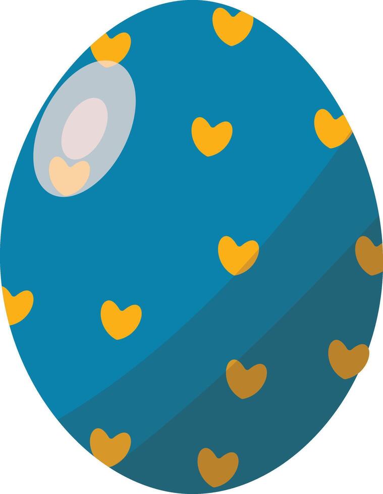 Blue Easter Egg with Yellow Heart Pattern vector