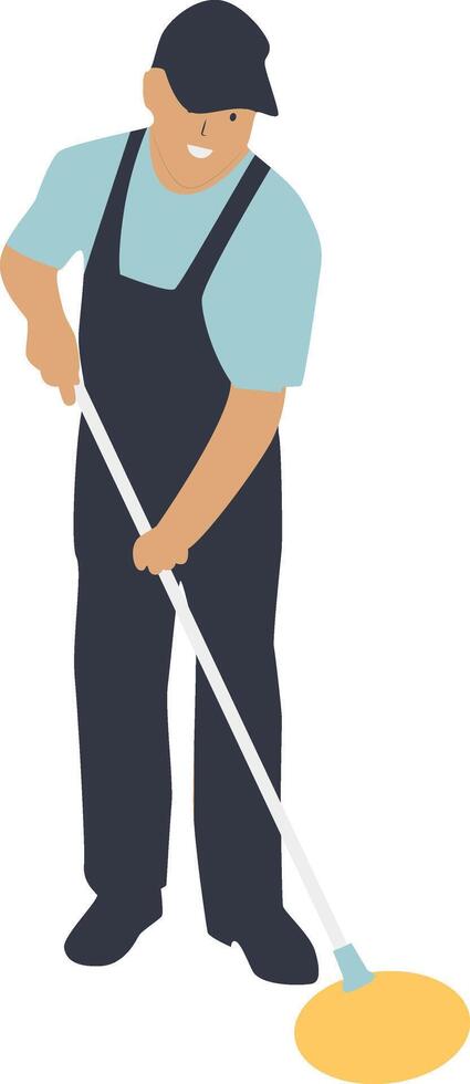 Man Cleaning Character with Apron vector