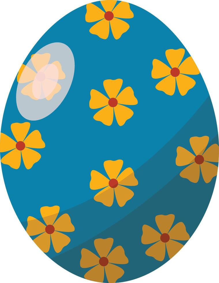 Easter Egg with Yellow Flower Pattern vector