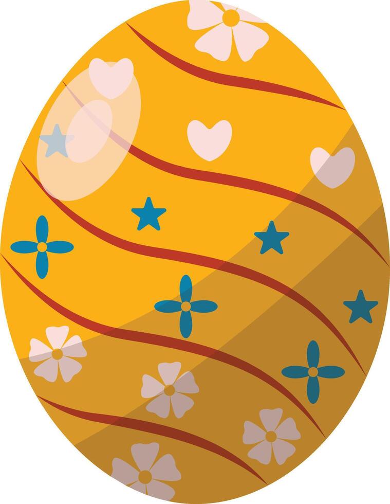 Yellow Easter Egg with Floral Pattern vector