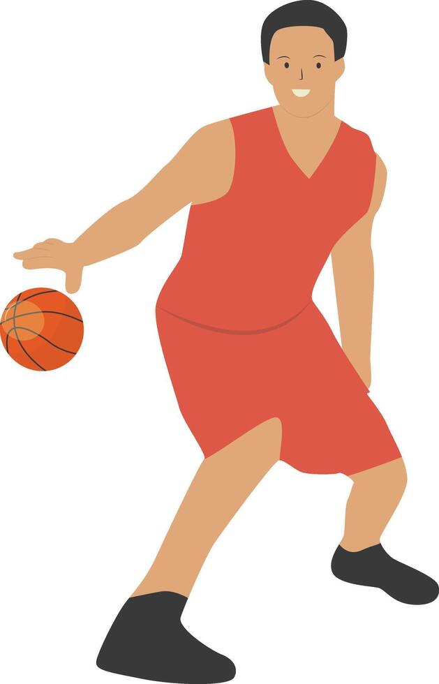 Men Playing Basketball with Dribble Position vector