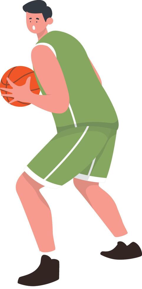 Basketball Athlete Character with Green Sportswear vector