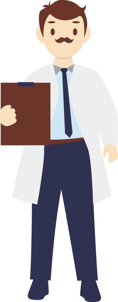 Man Doctor Character Holding Clipboard vector