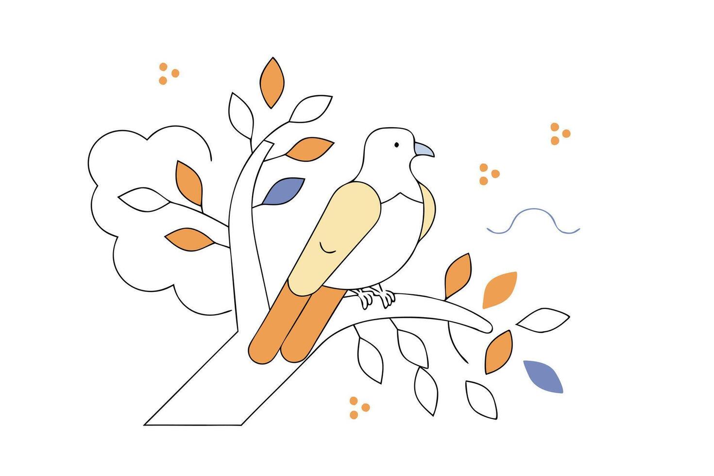Cuckoo bird sitting on tree branch illustration art on white background vector