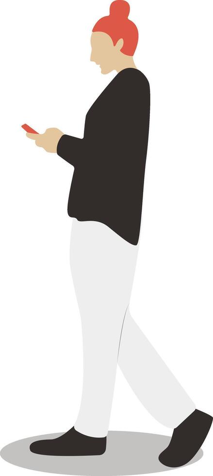 Woman Holding Phone with Casual Clothes vector