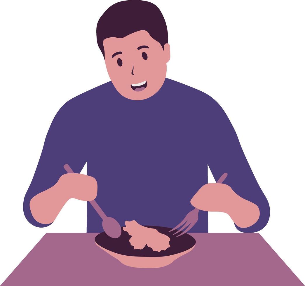 People Eating Character with Flat Design vector