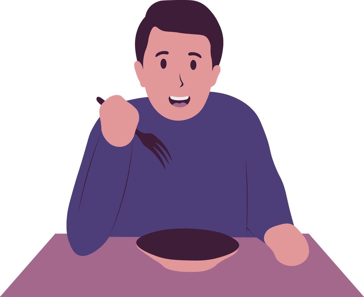Man Eating Illustration with Flat Design vector