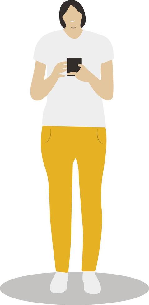 Businesswoman Holding Mobile Phone with Casual Clothes vector
