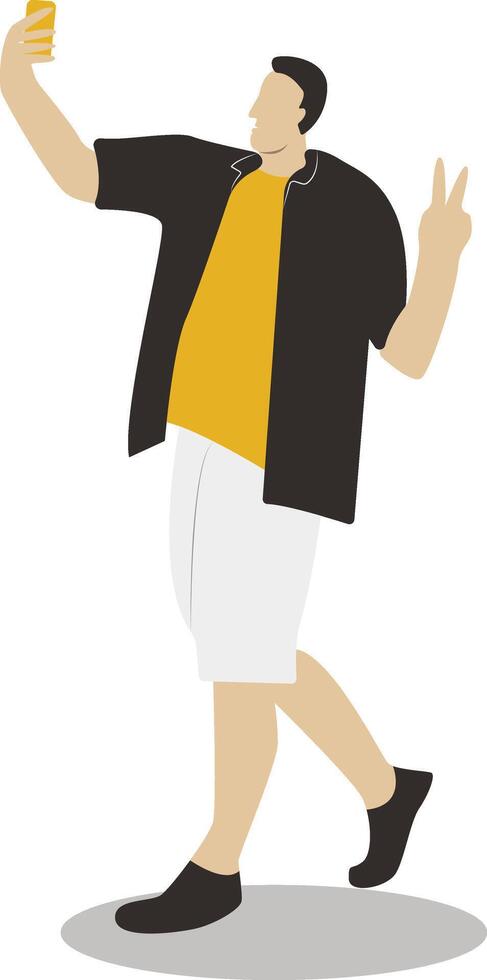 Man Selfie with Cell Phone vector